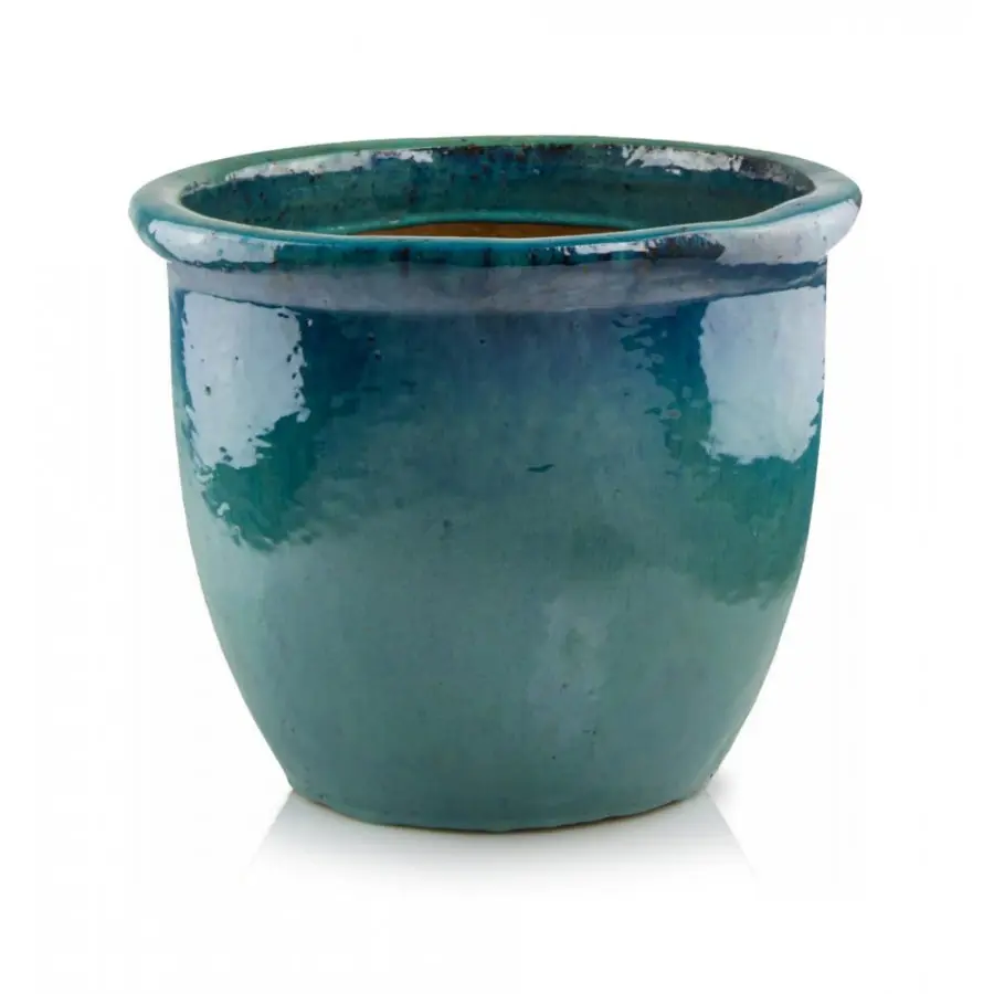 Doniczka ceramiczna turkusowa szkliwiona