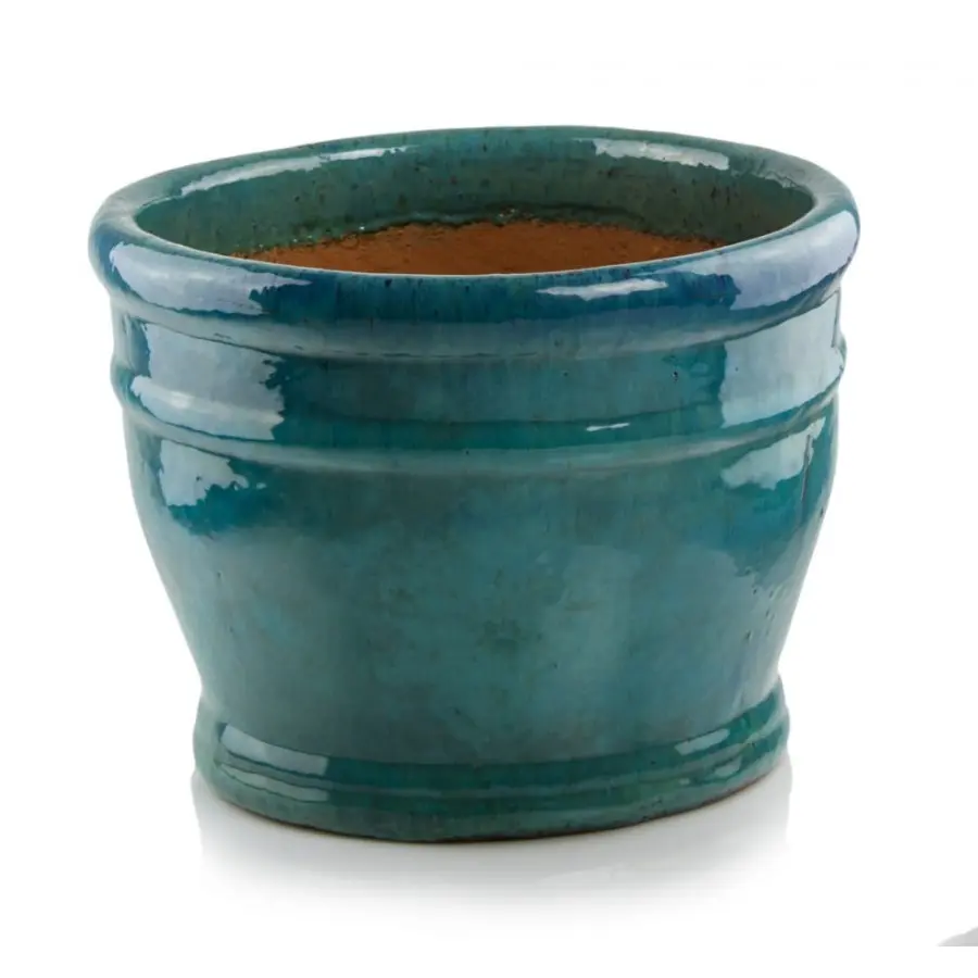 Doniczka ceramiczna turkusowa kielich szkliwiona