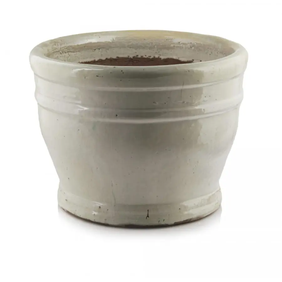 Doniczka ceramiczna kremowa kielich szkliwiona